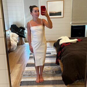 Susana Monaco Ivory Midi Slip Dress with Thin Straps